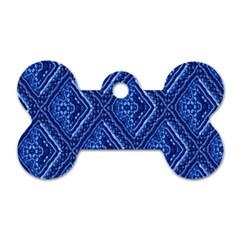 Blue Fractal Background Dog Tag Bone (one Side) by Simbadda