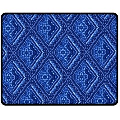 Blue Fractal Background Fleece Blanket (medium)  by Simbadda