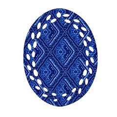 Blue Fractal Background Ornament (oval Filigree) by Simbadda