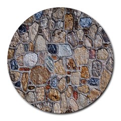 Multi Color Stones Wall Texture Round Mousepads by Simbadda