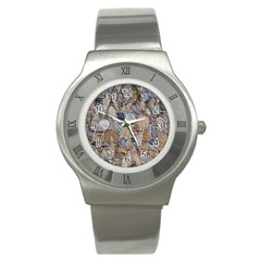 Multi Color Stones Wall Texture Stainless Steel Watch by Simbadda