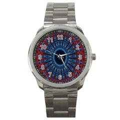 Digital Circle Ornament Computer Graphic Sport Metal Watch by Simbadda