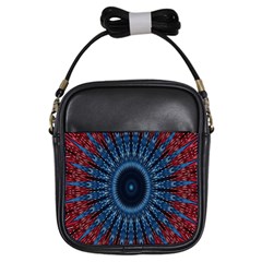 Digital Circle Ornament Computer Graphic Girls Sling Bags by Simbadda