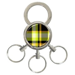 Tartan Pattern Background Fabric Design 3-Ring Key Chains