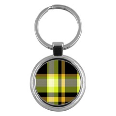 Tartan Pattern Background Fabric Design Key Chains (Round) 