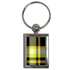 Tartan Pattern Background Fabric Design Key Chains (Rectangle) 