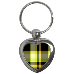 Tartan Pattern Background Fabric Design Key Chains (Heart) 