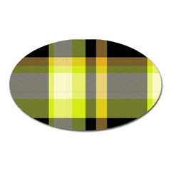 Tartan Pattern Background Fabric Design Oval Magnet by Simbadda