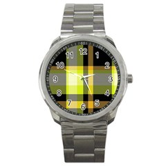 Tartan Pattern Background Fabric Design Sport Metal Watch