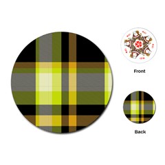 Tartan Pattern Background Fabric Design Playing Cards (Round) 