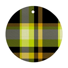 Tartan Pattern Background Fabric Design Round Ornament (Two Sides)