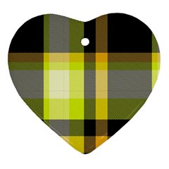 Tartan Pattern Background Fabric Design Heart Ornament (Two Sides)