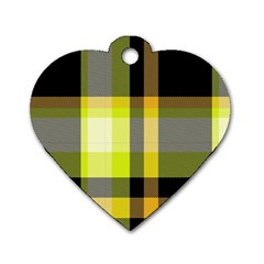 Tartan Pattern Background Fabric Design Dog Tag Heart (One Side)