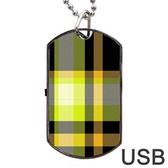 Tartan Pattern Background Fabric Design Dog Tag USB Flash (One Side)