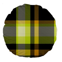 Tartan Pattern Background Fabric Design Large 18  Premium Round Cushions