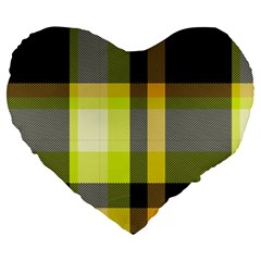 Tartan Pattern Background Fabric Design Large 19  Premium Heart Shape Cushions