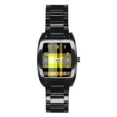 Tartan Pattern Background Fabric Design Stainless Steel Barrel Watch