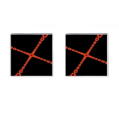 Red Fractal Cross Digital Computer Graphic Cufflinks (square)