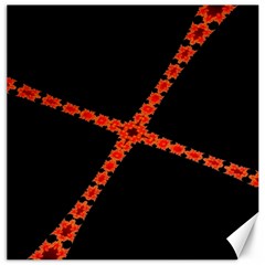 Red Fractal Cross Digital Computer Graphic Canvas 20  X 20   by Simbadda