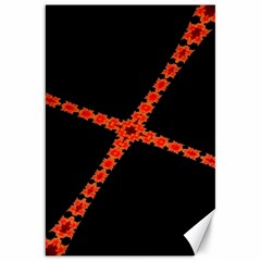 Red Fractal Cross Digital Computer Graphic Canvas 20  X 30   by Simbadda