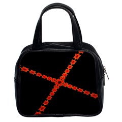 Red Fractal Cross Digital Computer Graphic Classic Handbags (2 Sides) by Simbadda