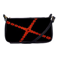 Red Fractal Cross Digital Computer Graphic Shoulder Clutch Bags by Simbadda