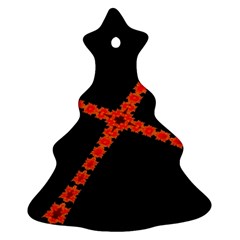 Red Fractal Cross Digital Computer Graphic Christmas Tree Ornament (two Sides) by Simbadda