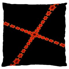 Red Fractal Cross Digital Computer Graphic Large Cushion Case (two Sides) by Simbadda