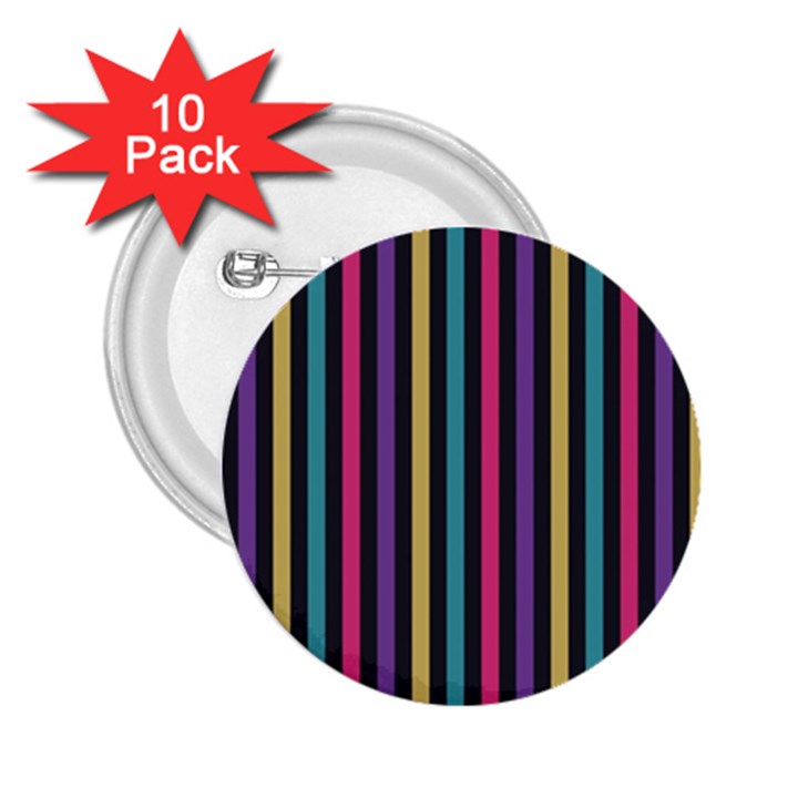 Stripes Colorful Multi Colored Bright Stripes Wallpaper Background Pattern 2.25  Buttons (10 pack) 