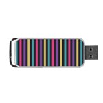 Stripes Colorful Multi Colored Bright Stripes Wallpaper Background Pattern Portable USB Flash (Two Sides) Back