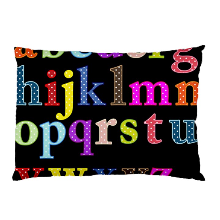 Alphabet Letters Colorful Polka Dots Letters In Lower Case Pillow Case