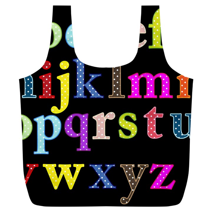 Alphabet Letters Colorful Polka Dots Letters In Lower Case Full Print Recycle Bags (L) 