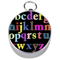 Alphabet Letters Colorful Polka Dots Letters In Lower Case Silver Compasses