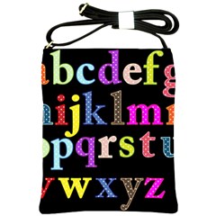 Alphabet Letters Colorful Polka Dots Letters In Lower Case Shoulder Sling Bags by Simbadda