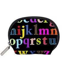 Alphabet Letters Colorful Polka Dots Letters In Lower Case Accessory Pouches (small)  by Simbadda