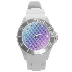 Abstract Lines Background Round Plastic Sport Watch (l) by Simbadda