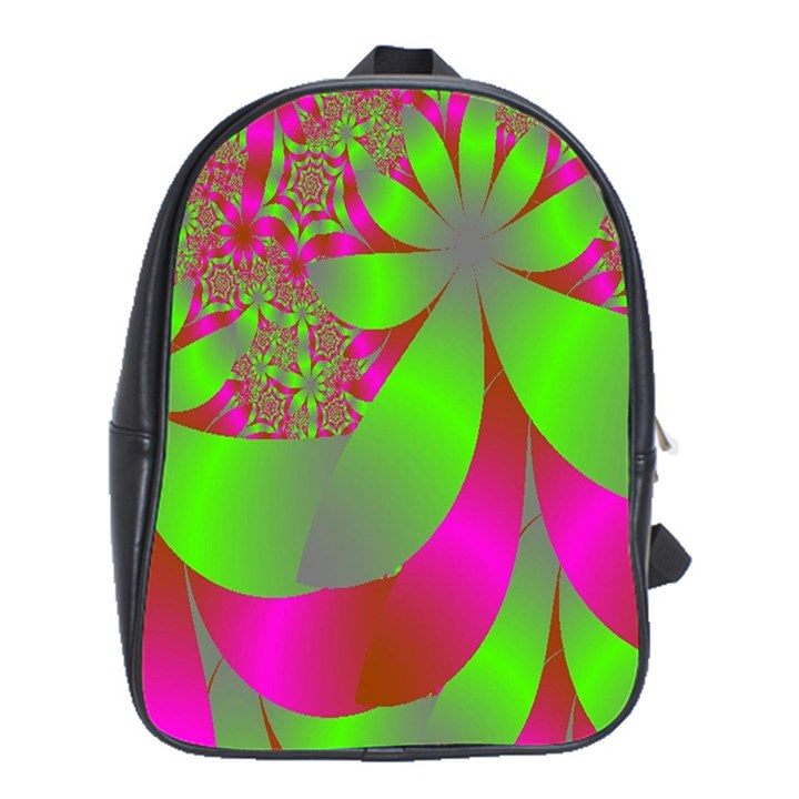Green And Pink Fractal School Bags (XL) 