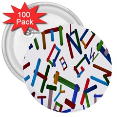 Colorful Letters From Wood Ice Cream Stick Isolated On White Background 3  Buttons (100 Pack)  by Simbadda