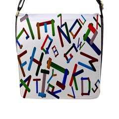 Colorful Letters From Wood Ice Cream Stick Isolated On White Background Flap Messenger Bag (l) 