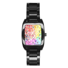 Colorful Colors Digital Pattern Stainless Steel Barrel Watch by Simbadda