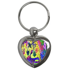 Grunge Abstract Yellow Hand Grunge Effect Layered Images Of Texture And Pattern In Yellow White Black Key Chains (heart)  by Simbadda