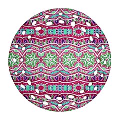 Colorful Seamless Background With Floral Elements Round Filigree Ornament (two Sides) by Simbadda