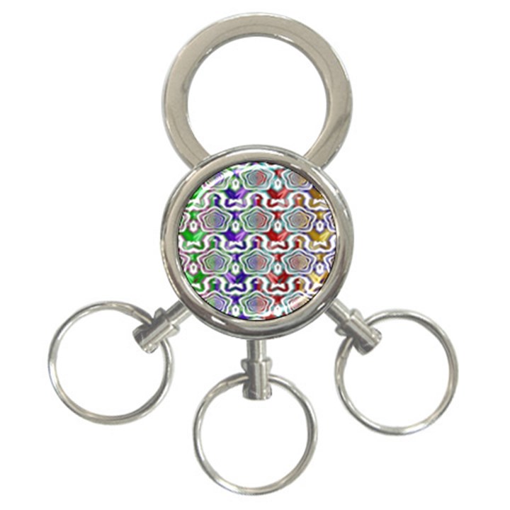 Digital Patterned Ornament Computer Graphic 3-Ring Key Chains