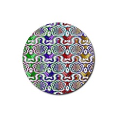 Digital Patterned Ornament Computer Graphic Rubber Coaster (round)  by Simbadda
