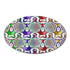 Digital Patterned Ornament Computer Graphic Oval Magnet