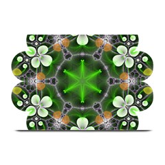 Green Flower In Kaleidoscope Plate Mats by Simbadda