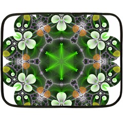 Green Flower In Kaleidoscope Double Sided Fleece Blanket (mini)  by Simbadda