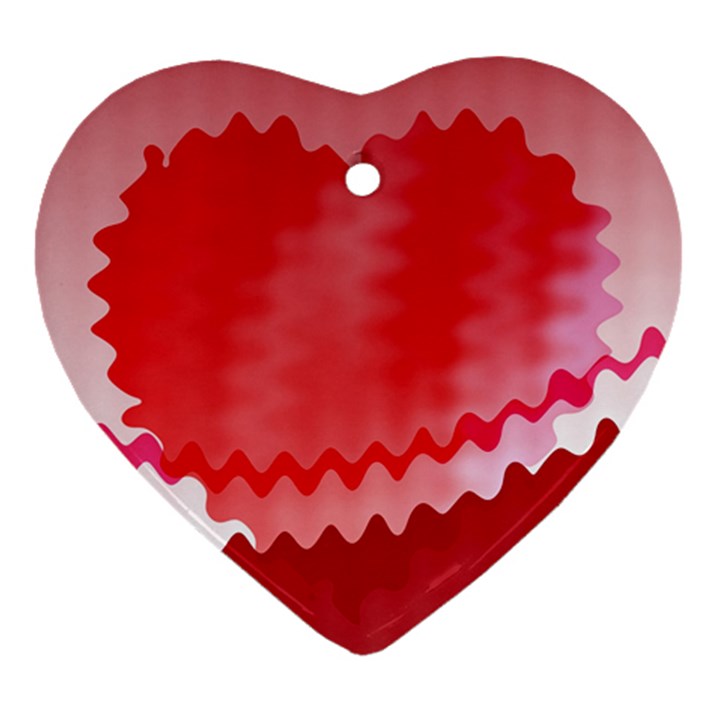 Red Fractal Wavy Heart Heart Ornament (Two Sides)