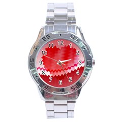 Red Fractal Wavy Heart Stainless Steel Analogue Watch by Simbadda