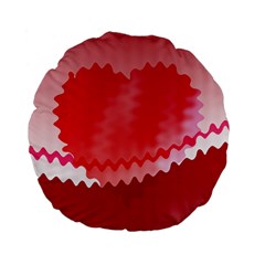 Red Fractal Wavy Heart Standard 15  Premium Flano Round Cushions by Simbadda